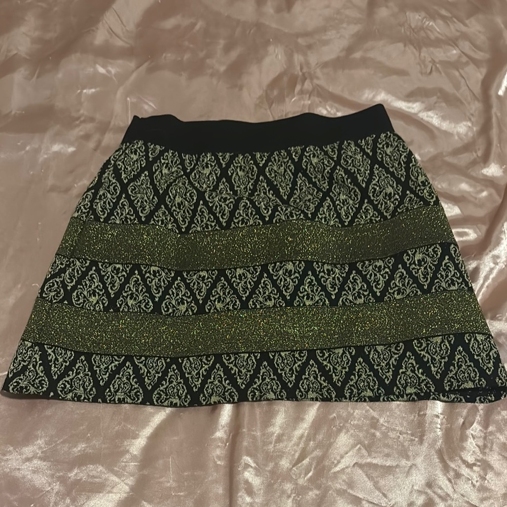 Amy Byer Black and Gold A-Line Skirt